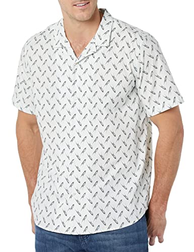 AEM20102SS22 AMAZON ESSENTIALS MEN'S COTTON RESORT SHIRT SLIM-FIT LIGHT BLUE L - Brand New