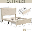 KMNAGT QUEEN SIZE UPHOLSTERED BED FRAME - BEIGE - Like New