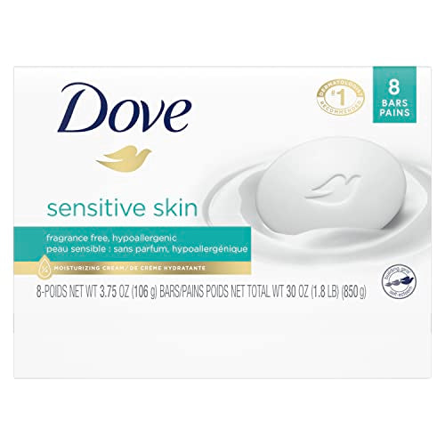 Dove Sensitive Skin Beauty Bar Unscente4oz(Pack of 8) - WHITE - Brand New
