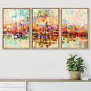 SIGNWIN Framed Canvas Wall Art Color Buildings Block 24"x36"x3 Natural - Brand New
