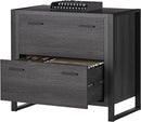 Realspace DeJori 33" W Lateral 2-Drawer File Cabinet 7198917 - Charcoal Like New