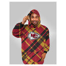 PEGASUS KANSAS CITY CHIEFS 34" X 34" SHERPA HOODED FAN CAPE - RED/GOLD/BLACK - Like New