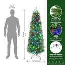 SHareconn 6ft Prelit Artificial Hinged Slim Christmas Tree,RGB Lights - Green - Like New