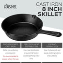 CUISINEL PRE SEASONED CAST IRON SKILLET (8-INCH) OVEN SAFE COOKWARE - BLACK/RED - Like New