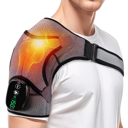 WOLOYHEATIE SHOULDER HEATING PAD MASSAGE CORDLESS HEATED WRAP - GRAY BLACK - Like New