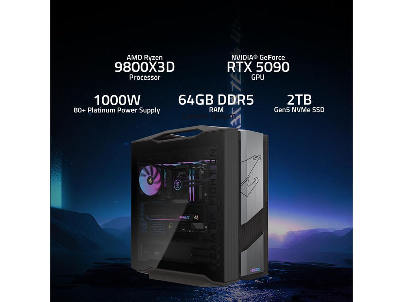 GIGABYTE AORUS SUPREME 5 Gaming Desktop PC, AMD Ryzen 7 9800X3D, AORUS RTX 5090,