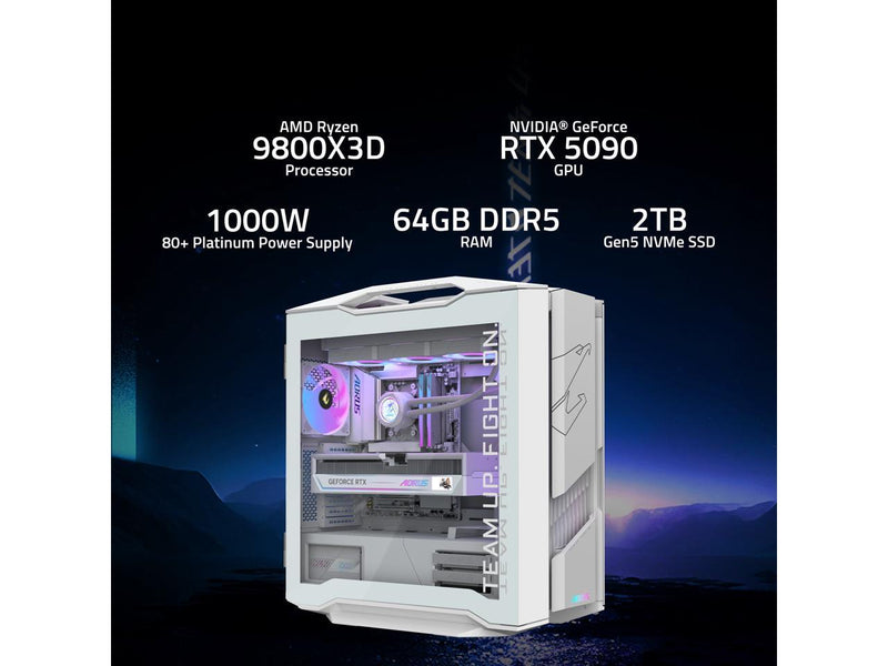GIGABYTE AORUS SUPREME 5 ICE Gaming Desktop PC, AMD Ryzen 7 9800X3D, AORUS RTX