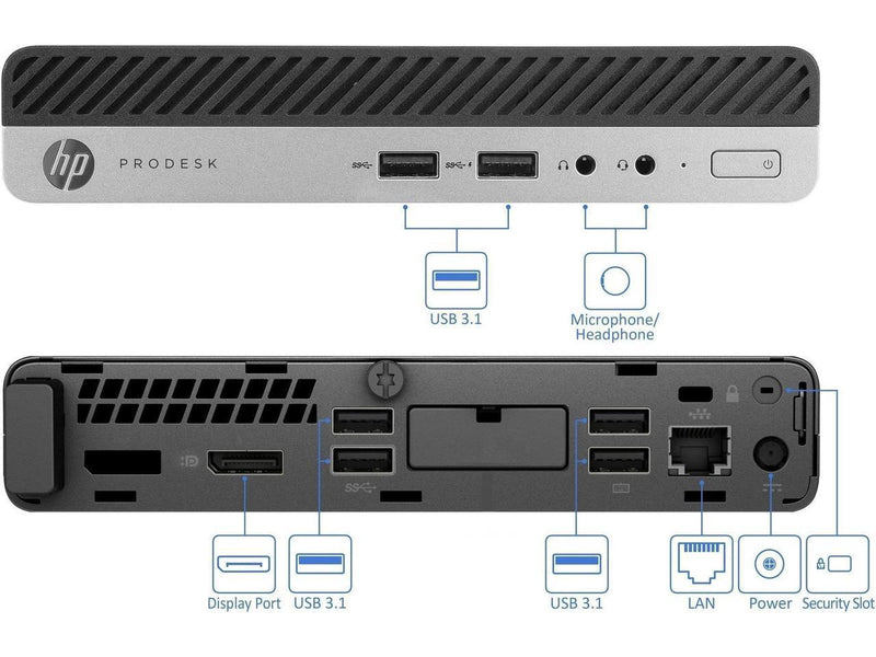 HP ProDesk 400 G5 Mini Desktop Intel Core i5-9500T 2.20 GHz 16GB DDR4 RAM 256 GB