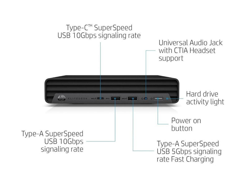HP EliteDesk 800 G6 Mini Desktop Intel Core i5-10500T 16 GB Memory 512 GB SSD