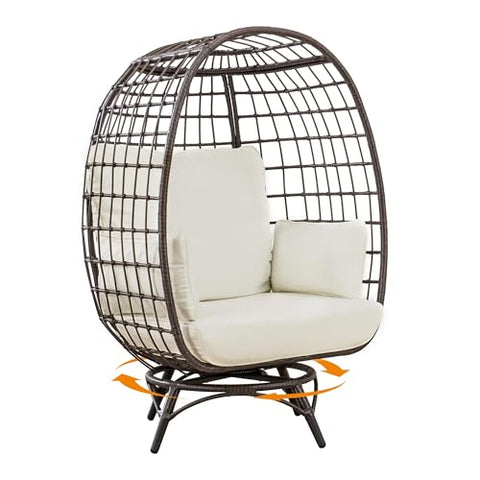 Sunjoy Cuddle Wicker Swivel Egg Chair - Thumbnail 5