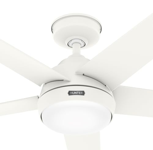 HUNTER 52" SKYFLOW OUTDOOR CEILING FAN LIGHTS WALL CONTROL CC52611 - MATTE WHITE - Like New