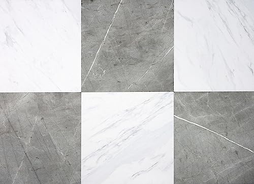 FLOORPOPS X CHRIS LOVES JULIA 12" BY 12" BONNEVILLE GRAY/WHITE MARBLE PEEL STICK - Like New