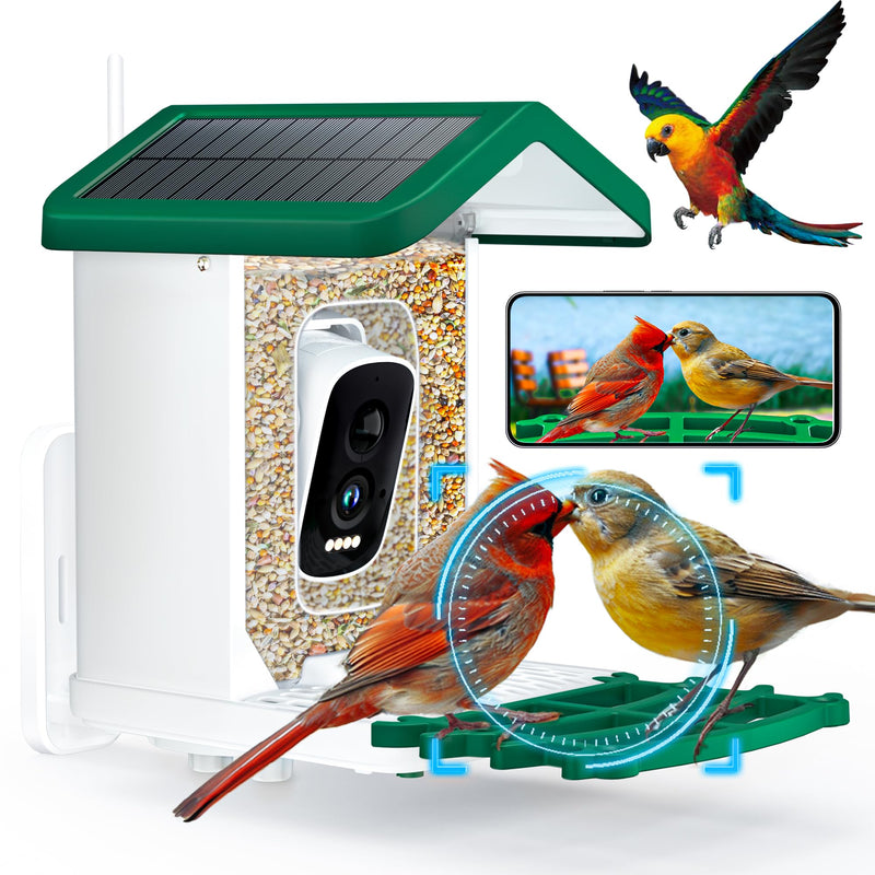 DOROEO SMART BIRD FEEDER 2.5K HD AUTO CAPTURE BIRD VIDEOS TV-XM-Q40-4MP - GREEN - Like New