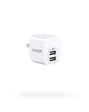 ANKER POWER PORT MINI DUAL PORT 12W WALL CHARGER, USB CHARGER 136799 - WHITE - Like New