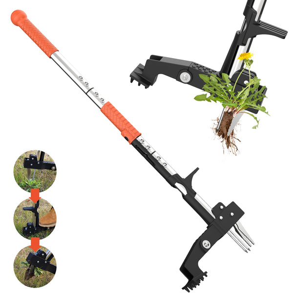 POOSIDE WEED PULLER TOOL GARDENING STAND-UP WEEDER 39.3" LONG HANDLE - ORANGE Like New