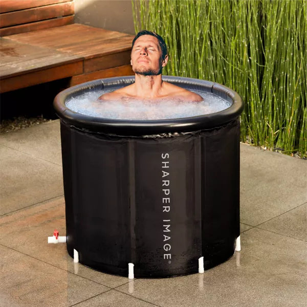 SHARPER IMAGE PORTABLE ICE BATH 31.5"X29.5" OVAL PLUNGE POOL - BLACK - Like New