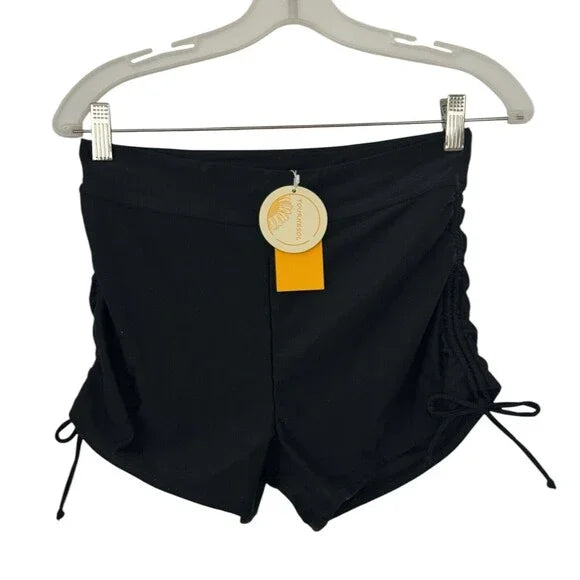 TOURNESOL WOMEN MEDIUM SWIM SHORTS BLACK TIE SIDE & FULL LINED - SIZE M - BLACK - Like New