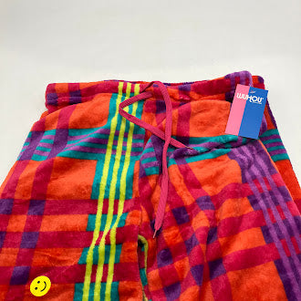 WUHOU WOMEN'S LOUNGE PANTS - SIZE: WOMEN M - ORANGE PLAID - Brand New