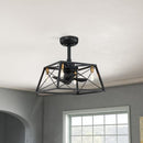 MOTINI Caged Ceiling Fan with LED Light Kit - Black/Gold Brushed Brass - Brand New