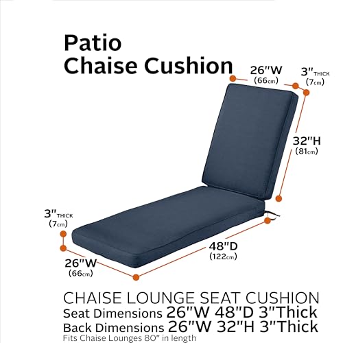 CLASSIC ACCESSORIES MONTLAKE CHAISE LOUNGE CUSHION 80 X 26 X 3 HEATHER INDIGO - Brand New