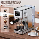 QJA ESPRESSO MACHINE 20 BAR COMPACT ESPRESSO MAKER FROTHER EM625 - SILVER - Like New