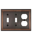 ZILLSEA METAL WALL PLATE 2 TOGGEL 1 DUPLEX SWITCH PLATES 3-GANG 1 PACK - BRONZE - Like New