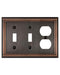 ZILLSEA METAL WALL PLATE 2 TOGGEL 1 DUPLEX SWITCH PLATES 3-GANG 1 PACK - BRONZE - Like New