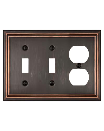 ZILLSEA METAL WALL PLATE 2 TOGGEL 1 DUPLEX SWITCH PLATES 3-GANG 1 PACK - BRONZE - Like New