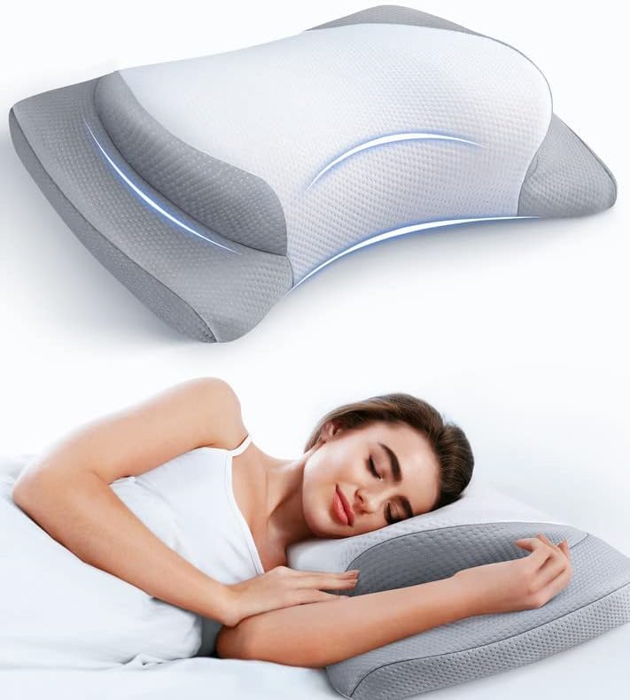 GADOLE 8X Support Side Sleeping Pillow for Neck Pain Relief Queen - Gray Like New