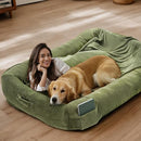 VACQUEEN EXTRA LARGE DOG BED - 72"x48"x10" Washable Floor Beds - ARMY GREEN - Like New