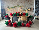 GENERIC 10IN/25CM HONEYCOMB PAPER BALL WITH RIBBONS - DEEP RED - Like New