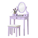 ROUNDHILL FURNITURE MONIYS WOOD MAKEUP VANITY TABLE AND STOOL SET - PURPLE - Like New