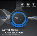 PurelySound E7 Pro Active Noise Cancelling Headphones E7P Blue/Black Like New