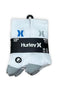 HURLEY MENS CUSHIONED CREW SOCKS 6 PACK - WHITE - Brand New