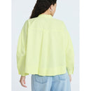 SCOOP WOMEN'S CROPPED OVERSIZED BUTTON-DOWN SHIRT LONG SLEEVES - M - LIME YELLOW - Brand New