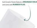 POTEY 8" GLAZED CERAMIC INDOOR PLANTER POT - WHITE - Like New