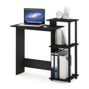 FURINNO EFFICIENT DESK, GAMING DESK WITH 3 OPEN SIDE SHELVES - ESPRESSO/BLACK - Like New