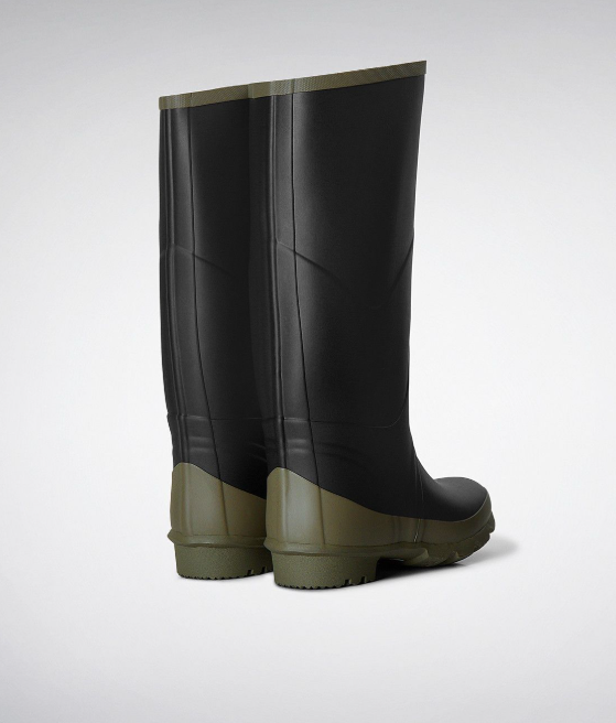 HUNTER ARGYLL BULLSEYE FULL KNEE WELLINGTON BOOTS - SIZE: MEN 9 WOMEN 10 - BLACK - Like New