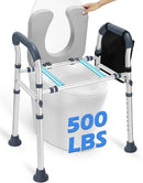 Upgraded 500lb Padded Toilet Seat Riser, Adjustable Height & Width for Seniors - Brand New