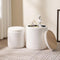 Round Boucle Upholstered Ottoman with Storage Set of 2 Vanity Stool Foot Rest - Like New