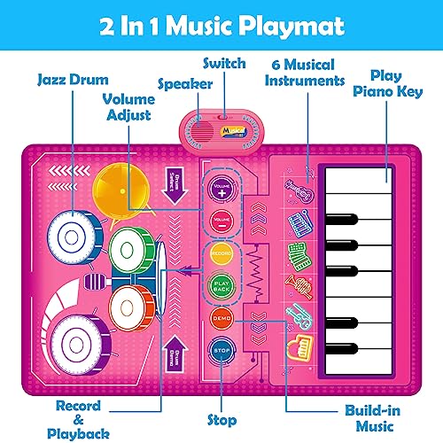 1 2 3 Year Old Girl Birthday Gift Toys, 2 in 1 Musical Toys FLYART-2-1TOY PINK - Like New