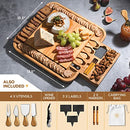 BAMBUSI BAMBOO CHEESE BOARD WITH CUTLERY SET - NATURAL BAMBOO - Brand New