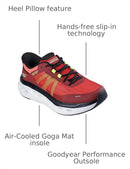 Skechers Men's Max Cushioning Glide Step Aberdeen Hands Free Slip-Ins Red/Black - Brand New