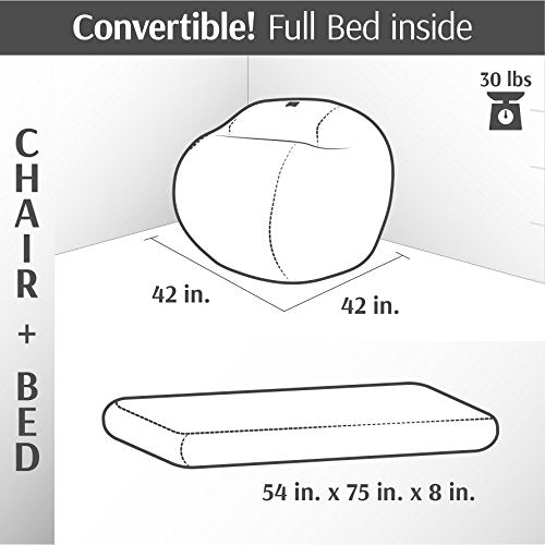 CordaRoy's Chenille Bean Bag Chair Convertible Chair Folds from Bead Bag Lounger - Brand New