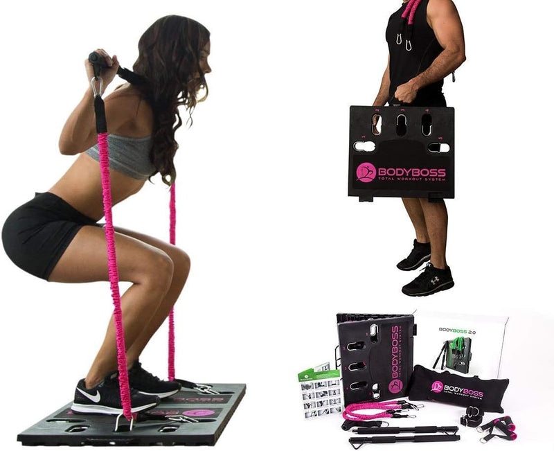 BODYBOSS HOME GYM 2.0 - FULL PORTABLE GYM HOME WORKOUT PACKAGE - PINK Like New