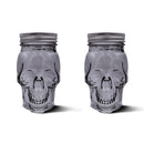 DURA LIVING SET OF 2 SKULL MASON JAR GLASSES WITH LIDS | 16OZ REUSABLE HALLOWEEN - Like New