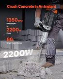 VEVOR DEMOLITION JACKHAMMER, 2200W, 1350 BPM, 2PCS CHISELS, JH-65A - BLACK - Like New