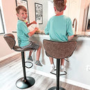 ALPHA HOME 2 Pack Swivel Stools, PU Leather, Adjustable Counter Height - Brown - Brand New
