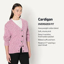 AMAZON ESSENTIALS WOMEN OVERSIZED HEAVYWEIGHT BUTTON CARDIGAN - SIZE M -PINK - Brand New