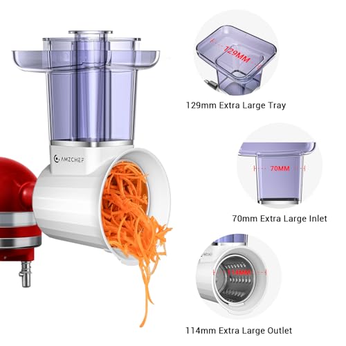 AMZCHEF SLICER SHREDDER, ATTACHMENTS, 2.8IN LARGE FEED, 304 STAINLESS STEEL - Like New
